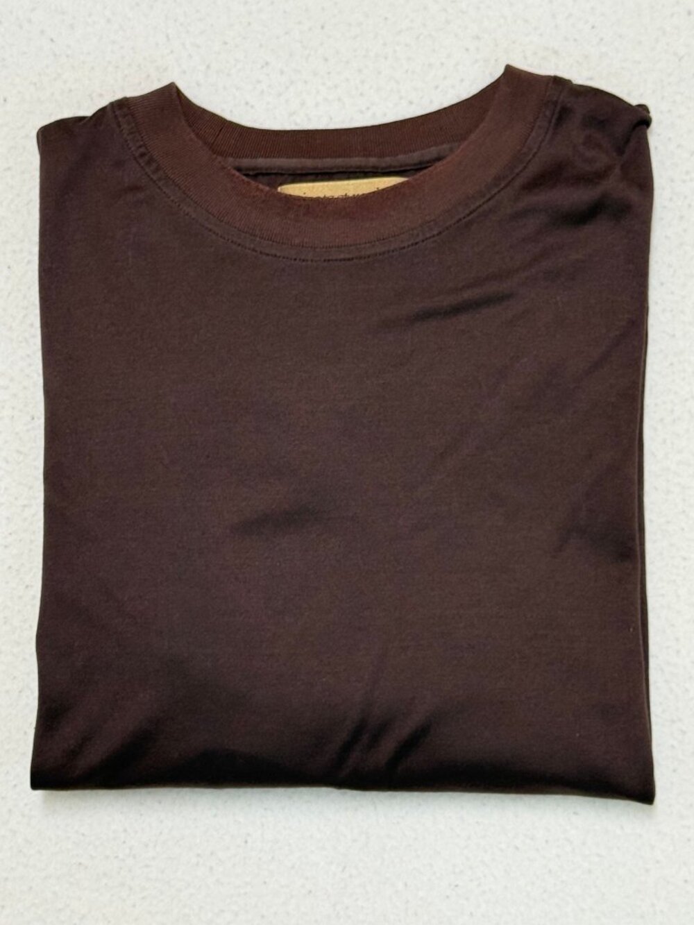 Tricots St Raphael Men's 100% Cotton Crew Neck Long Sleeve Shirt - Brown - XXL - Picture 4 of 5